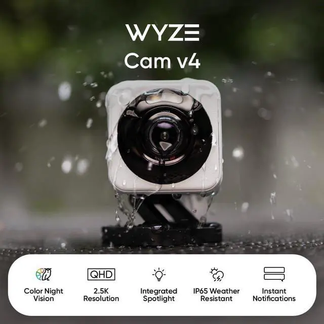 Alt view image 2 of 7 - WYZE Cam v4, 2.5K WiFi Security Camera, Indoor/Outdoor Cameras for Home Security, Pet Camera/Baby Monitor, Motion Activated Spotlight/Siren, Color Night Vision, 2-Way Audio, Works with Alexa & Google