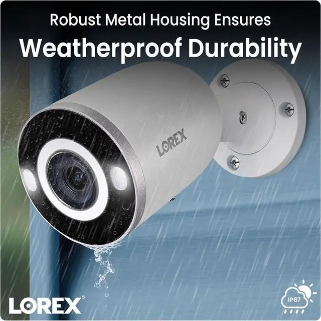 Alt view image 3 of 7 - Lorex 4K Deterrence Bullet AI PoE IP Wired Add-On Metal Home Security Camera - Smart Security Lighting, Color Night Vision, and Smart Motion Detection Plus