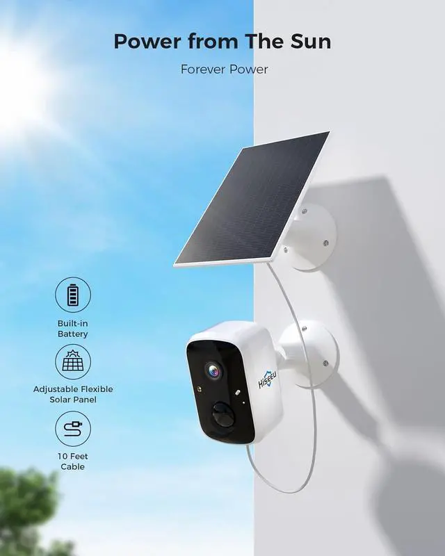 Alt view image 2 of 7 - Hiseeu Security Cameras Wireless Outdoor, WiFi Pro 5G/2.4G Cameras for Home Security, Solar Powered, Motion Detection, 2-Way Talk, Color Night Vision, Add on Camera