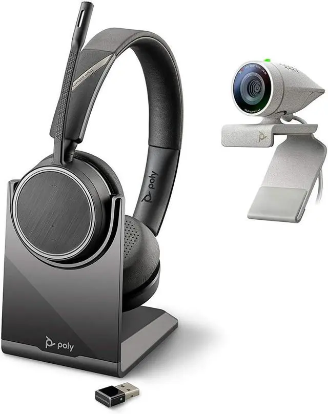 Main image of Plantronics Poly - Studio P5 Webcam with Voyager 4220 UC Headset Kit Polycom - 1080p HD Professional Video Conferencing Camera & Stereo Bluetooth Wireless Headset - Certified for Zoom & Teams