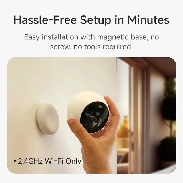 Alt view image 2 of 7 - Noorio Security Cameras Wireless Outdoor/Indoor Magnetic, Cameras for Home Security Battery Powered, 1080P AI Motion Detection 2.4G WiFi Security Camera Outdoor, 8GB Free Local Storage MagCam, B200-SE