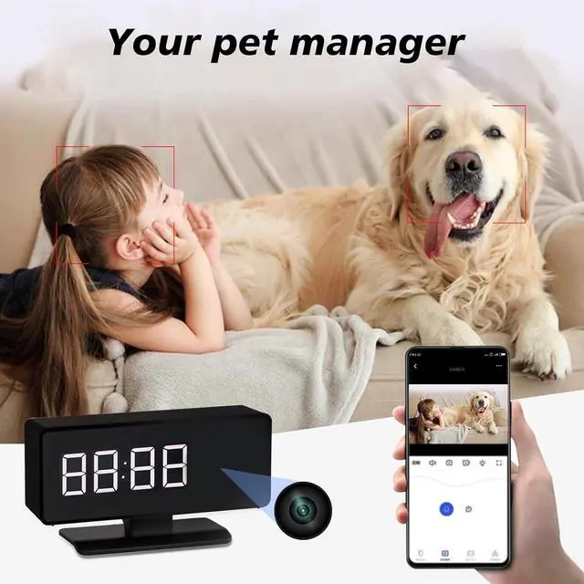 Alt view image 3 of 6 - Clock Camera - Full HD 4k Wireless Camera - WiFi Nanny Cam for Home Indoor Security - WiFi & Bluetooth Connection Full Color Night Vision