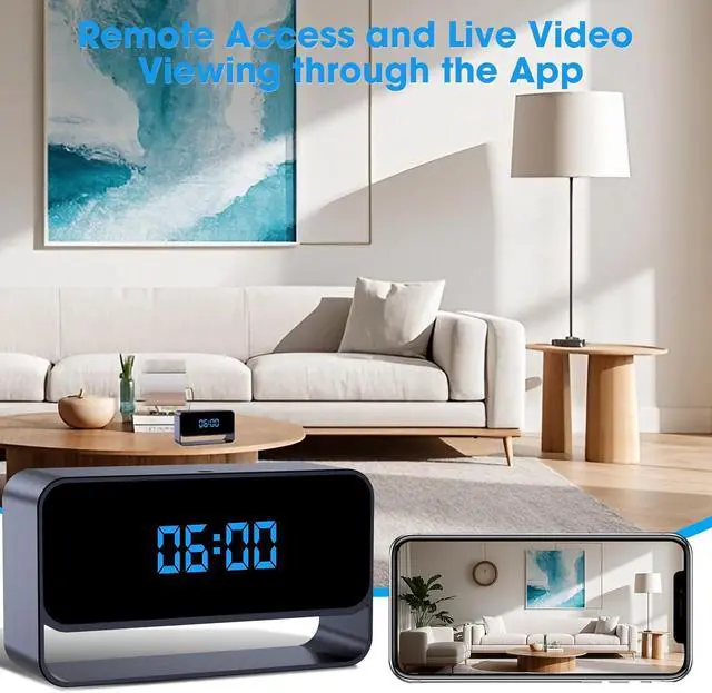 Alt view image 2 of 6 - FHD 1080P Clock Camera - WiFi Wireless Camera for Indoor Home Security - Advanced Nanny Cam with Superior Night Vision