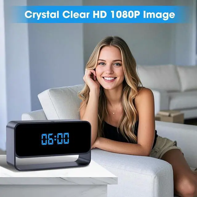 Alt view image 3 of 6 - FHD 1080P Clock Camera - WiFi Wireless Camera for Indoor Home Security - Advanced Nanny Cam with Superior Night Vision