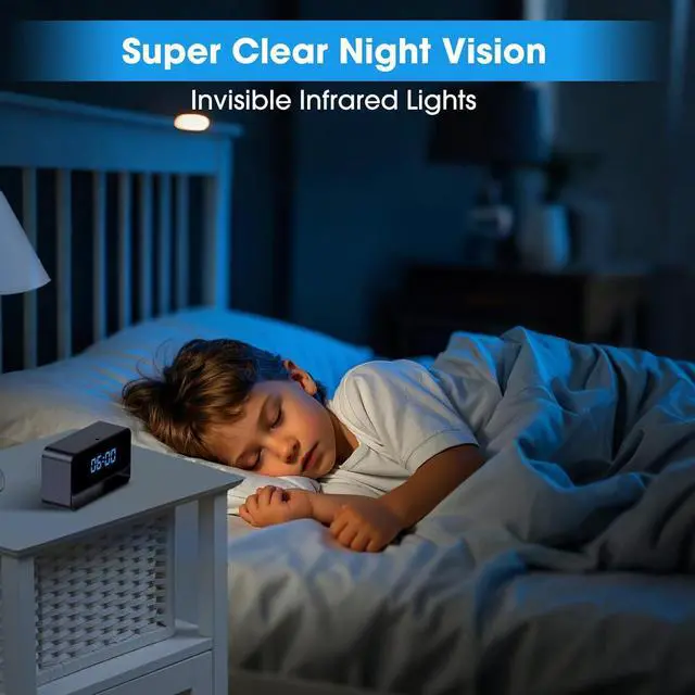 Alt view image 5 of 6 - FHD 1080P Clock Camera - WiFi Wireless Camera for Indoor Home Security - Advanced Nanny Cam with Superior Night Vision