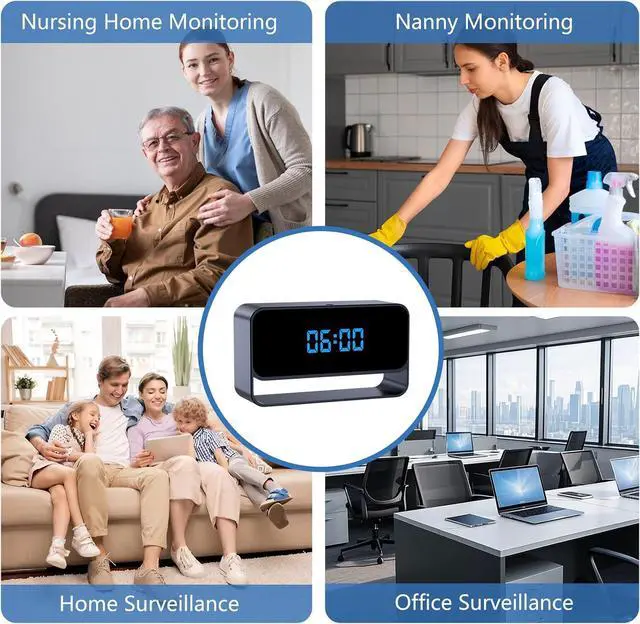 Alt view image 6 of 6 - FHD 1080P Clock Camera - WiFi Wireless Camera for Indoor Home Security - Advanced Nanny Cam with Superior Night Vision