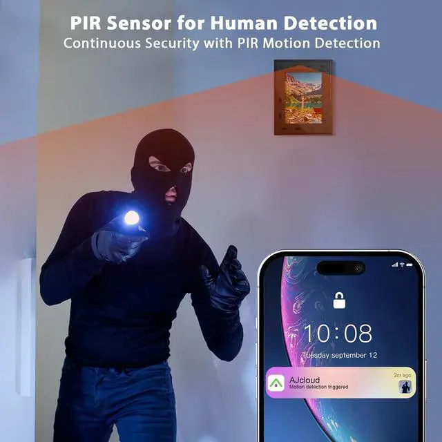 Alt view image 2 of 7 - Picture Frame Camera, Security Camera WiFi 1080P, 365 Days Standby PIR Motion Detection HD Night Nision Real Time View Live Surveillance Wireless Mini Nanny Video Cam