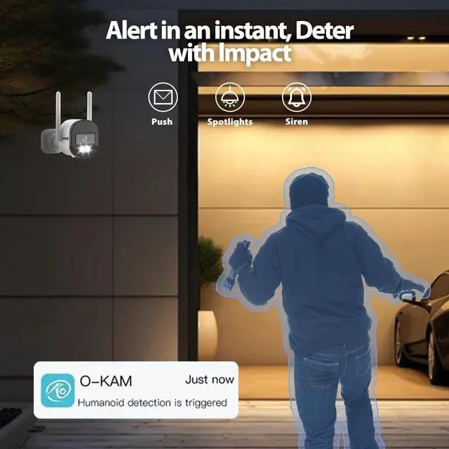 Alt view image 3 of 7 - EVERSECU 2K Wired WiFi Bullet Camera, 2.8mm Lens Wide Angel, 2-Way Audio, Night Vision, Motion Detection Alarm, Outdoor/Indoor, Waterproof, Supports ONVIF&RTSP Stream, Compatible with Alexa(4pack)