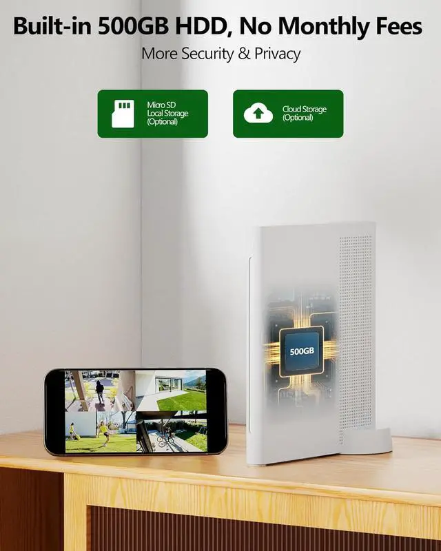 Alt view image 6 of 7 - Gadpiparty Solar Security Cameras Outdoor Wireless, 3 Cam-Kit, 5G&2.4G WiFi 10CH NVR, No Subscription, Solar-Powered Home Security Cameras System with 360° Pan&Tilt,Motion Detection,2K Color Night Vi