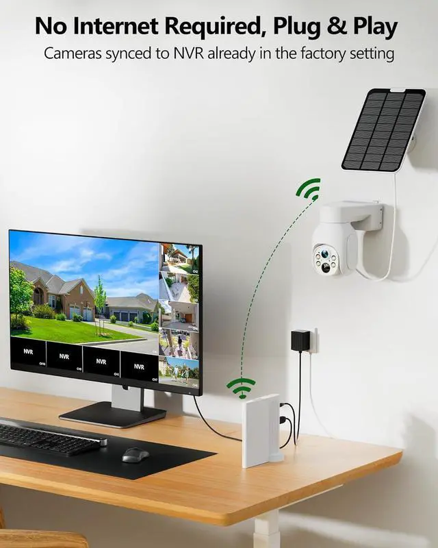 Alt view image 7 of 7 - Gadpiparty Solar Security Cameras Outdoor Wireless, 3 Cam-Kit, 5G&2.4G WiFi 10CH NVR, No Subscription, Solar-Powered Home Security Cameras System with 360° Pan&Tilt,Motion Detection,2K Color Night Vi