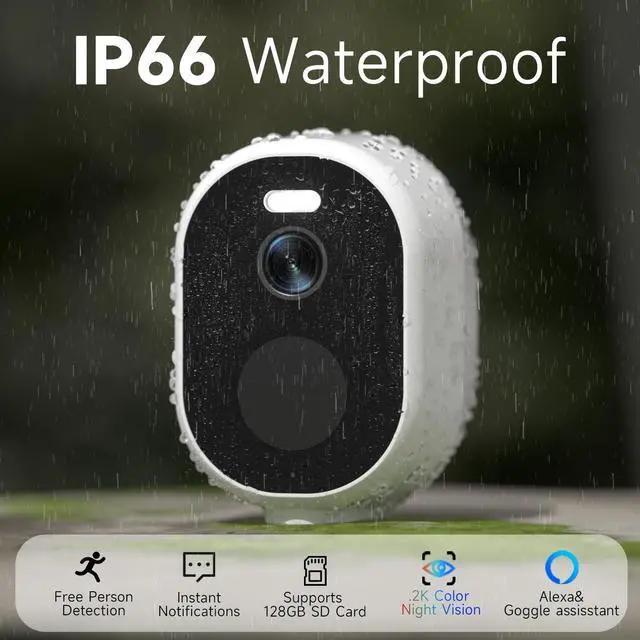 Alt view image 7 of 7 - Gadpiparty 4Pack 5G/2.4G Security Cameras Wireless Outdoor, 2K Battery Powered Indoor Cameras for Home Security, AI Motion Detection Siren Alarm, Two-Way Talk, Color Night Vision, Waterproof,Works w/