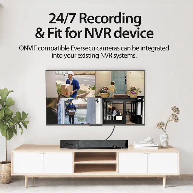 Alt view image 5 of 7 - EVERSECU 2K Wired WiFi Bullet Camera, 2.8mm Lens Wide Angel, 2-Way Audio, Night Vision, Motion Detection Alarm, Outdoor/Indoor, Waterproof, Supports ONVIF&RTSP Stream, Compatible with Alexa(4pack)