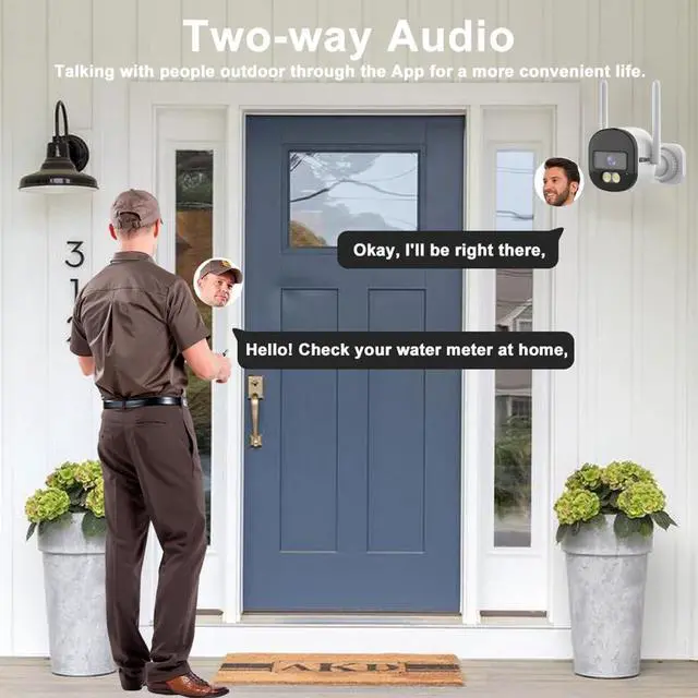 Alt view image 6 of 7 - EVERSECU 2K Wired WiFi Bullet Camera, 2.8mm Lens Wide Angel, 2-Way Audio, Night Vision, Motion Detection Alarm, Outdoor/Indoor, Waterproof, Supports ONVIF&RTSP Stream, Compatible with Alexa(4pack)
