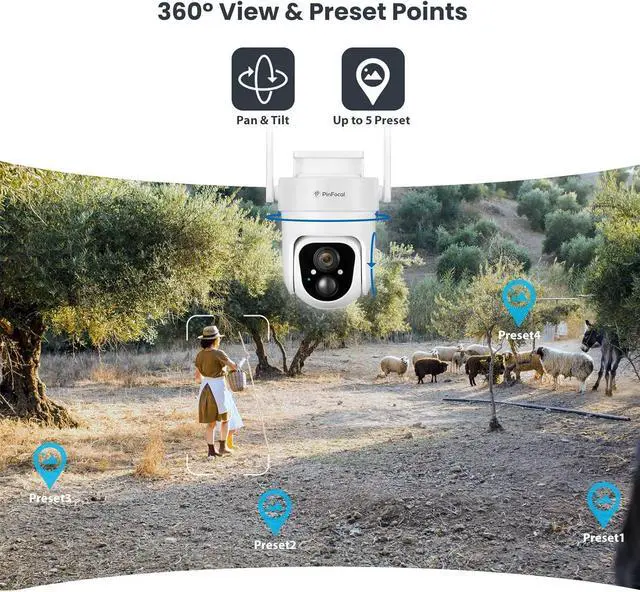 Alt view image 4 of 7 - 4G LTE Cellular Security Camera Wireless Outdoor, No WiFi Needed, 2K Color Night Vision, 360° View Pan/Tilt, 2 Way Talk, PIR Motion Sensor, Built-in SIM Card (Support Verizon/AT&T/T-Mobile)
