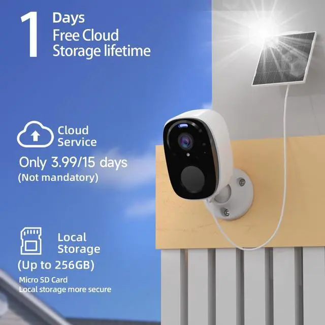 Alt view image 2 of 7 - Rraycom 4pc Solar Security Cameras Wireless Outdoor, 2K Battery Powered Cameras for Home Security, 2.4/5G WiFi Camera with Solar Panel, Color Night Vision, AI Detection, 2 Way Talk, IP65, SD/Cloud