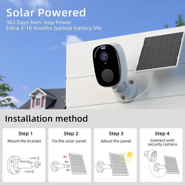Alt view image 7 of 7 - Rraycom 4pc Solar Security Cameras Wireless Outdoor, 2K Battery Powered Cameras for Home Security, 2.4/5G WiFi Camera with Solar Panel, Color Night Vision, AI Detection, 2 Way Talk, IP65, SD/Cloud