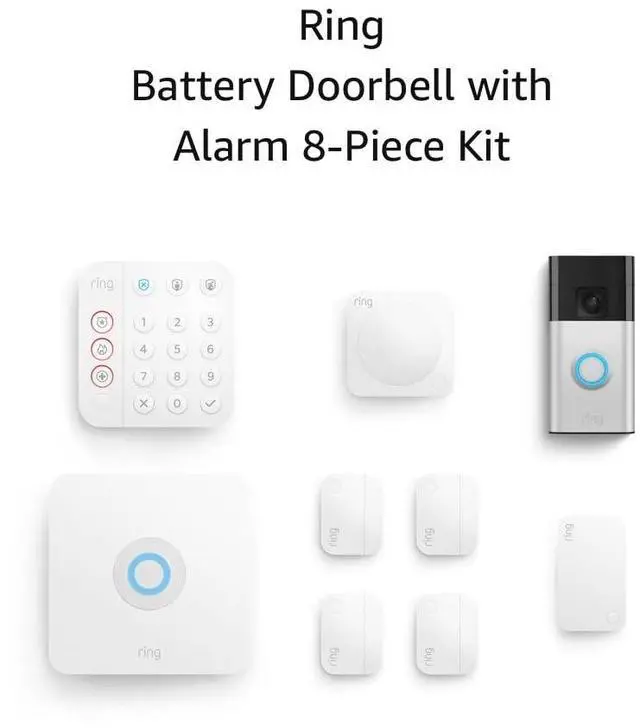 Main image of Battery Doorbell (Satin Nickel) with Alarm 5-piece (White)