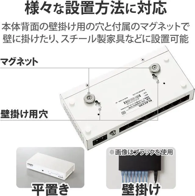 Alt view image 4 of 7 - ELECOM Metal Switching Hub Gigabit 8 Port Built-in Power Supply EHC-G08MN2-HJW (Japan Import)
