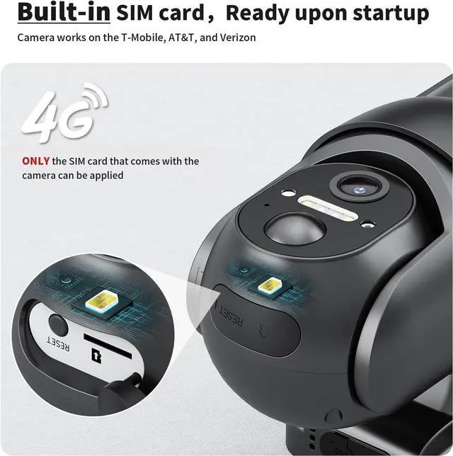 Alt view image 3 of 7 - SEHMUA 4G LTE Cellular Solar Security Camera Wireless Outdoor, No WiFi Solar Powered Camera, 360° Live View, 2K Color Night Vision, PIR Motion Sensor, 2 Way Talk, Built in SIM Card