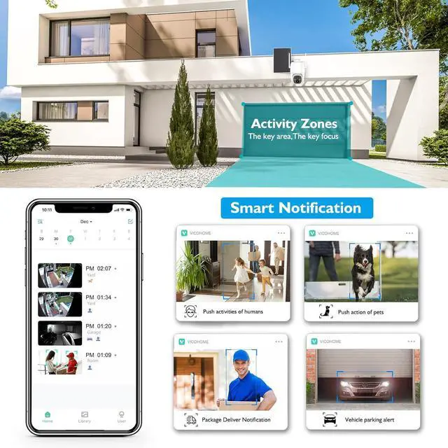 Alt view image 7 of 7 - Solar Security Cameras Wireless Outdoor, 2K 3MP Pan Tilt 355° View IP65 Waterproof Rechargeable Battery Powered PTZ WiFi Camera with PIR, Color Night Vision,2-Way Talk,Cloud/SD