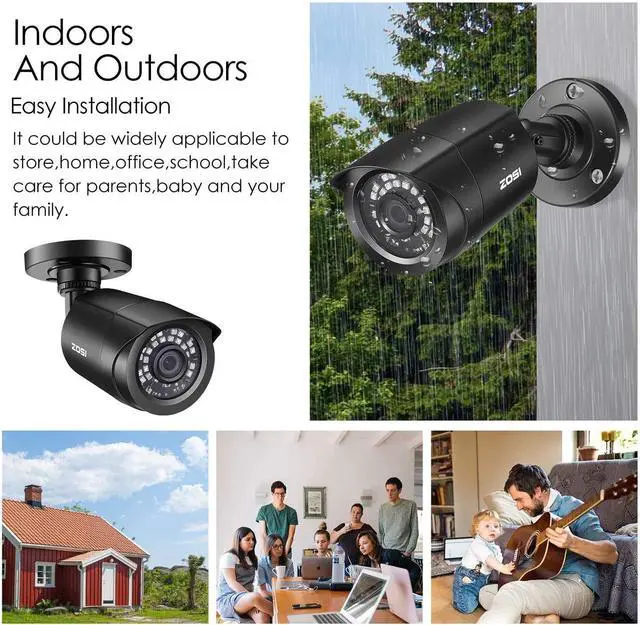 Alt view image 3 of 7 - 1080P 4 Pack HD TVI Security Cameras, 80ft Night Vision, Outdoor Indoor Weatherproof Bullet Camera for 1080P/5MP/4K HD TVI Analog CCTV DVR System