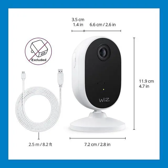 Alt view image 2 of 7 - WiZ Home Monitoring Starter Kit Includes Indoor Security Camera, 1080p HD Video with Motion Detection and Full-Duplex Audio + 60W A19 Color LED Smart Bulb - Pack of 3