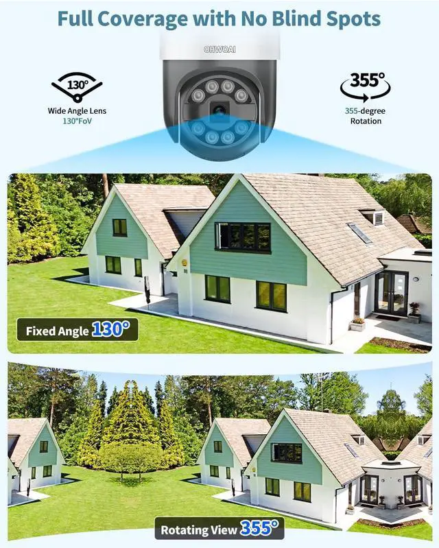 Alt view image 4 of 7 - Gadpiparty OHWOAI Motion Tracking & 2-Way Audio Extend Wired PTZ Cameras POE Security Camera System,4K/8.0 Megapixel Home Video Surveillance Systems