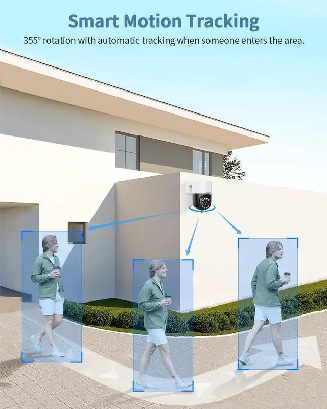 Alt view image 2 of 7 - Gadpiparty OHWOAI Motion Tracking & 2-Way Audio Extend Wired PTZ Cameras POE Security Camera System,4K/8.0 Megapixel Home Video Surveillance Systems