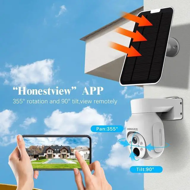 Alt view image 4 of 7 - Gadpiparty OOSSXX (PT Digital Zoom 100% Wire-Free) 2-Way Audio Wireless Solar Cameras, Solar Battery PIR Detection Outdoor Wireless Security Camera System Video Surveillance System (4-Cams 64G)