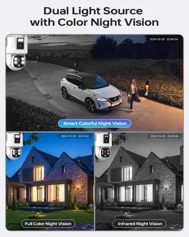 Alt view image 6 of 7 - Gadpiparty Wireless Outdoor Security Camera System, Wkkengd Dual Lens Dual Screen Auto Tracking 8 Home Surveillance Camera Set 12.5" Monitor 1TB 10CH NVR Color Night Vision 2 Way Audio Wi-Fi 6 Alexa