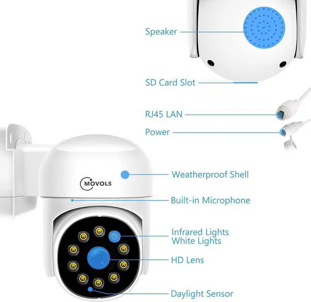 Alt view image 6 of 7 - Gadpiparty MOVOLS PoE Security Camera System, 12 x 8MP(4K) Pan/Tilt PoE 360 Camera Outdoor, Person/Vehicle Detect, Spotlight Siren, Color Night Vision, 8CH 8MP NVR with 2TB HDD