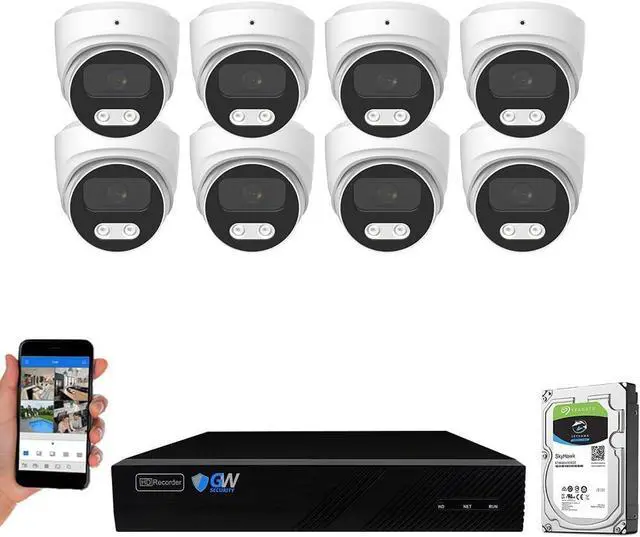 Main image of Gadpiparty GW Security 8 Channel 12MP NVR 4K Security Camera System with 8 x 8MP PoE Spotlight Color Night Vision Outdoor/Indoor Microphone Dome Cameras, Smart AI Human/Vehicle Detection
