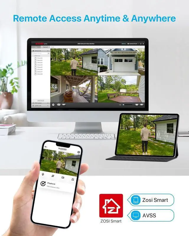 Alt view image 6 of 7 - Gadpiparty ZOSI 16CH 4K PoE Home Security Cameras System,H.265+ 16Channel 8MP NVR with 4TB HDD,6Pcs 5MP Outdoor Indoor PoE IP Bullet Camera,Color Night Vision,Motion Alert,IP66 Weatherproof,for 24/7