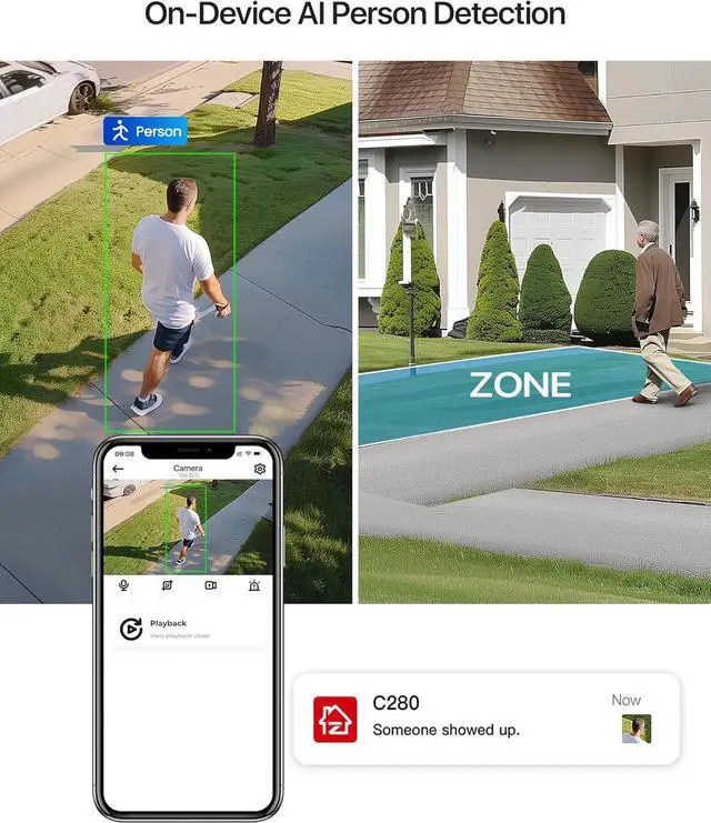 Alt view image 5 of 7 - Gadpiparty ZOSI 8CH 3K Wi-Fi 6 Security Camera System, 7 x 5MP Pan Tilt WiFi Camera with Auto Tracking, Color Night Vision, Plug-in, AI Person Detect, 2-Way Audio, 8 Channel WiFi NVR with 1TB HDD for