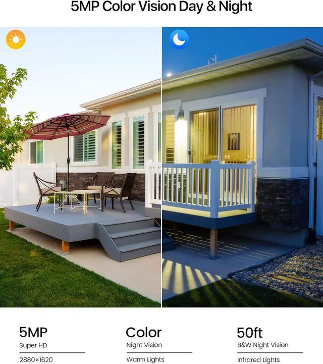 Alt view image 3 of 7 - Gadpiparty ZOSI 8CH 3K Wi-Fi 6 Security Camera System, 7 x 5MP Pan Tilt WiFi Camera with Auto Tracking, Color Night Vision, Plug-in, AI Person Detect, 2-Way Audio, 8 Channel WiFi NVR with 1TB HDD for