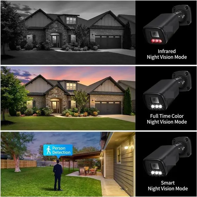 Alt view image 5 of 7 - Gadpiparty 4K Security Camera System Kit 8MP POE IP NVR Audio Record Color Night Vision Home CCTV Video Surveillance Set(4T,4CH NVR and 2 Camera)
