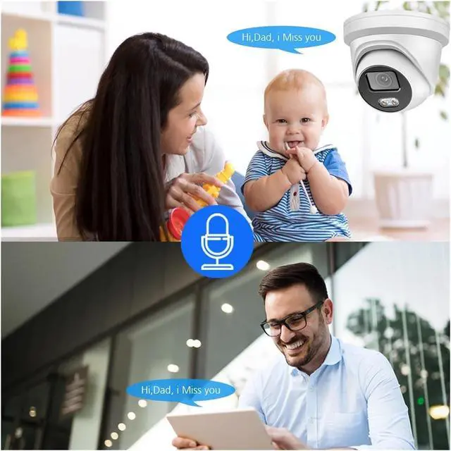 Alt view image 3 of 7 - Gadpiparty 8CH CCTV Security Camera System 4K POE NVR Kit Audio Waterproof Indoor Outdoor Dome IP Camera 8mp Color Night Camera Set(None,4CH NVR x 2PCS 2K)