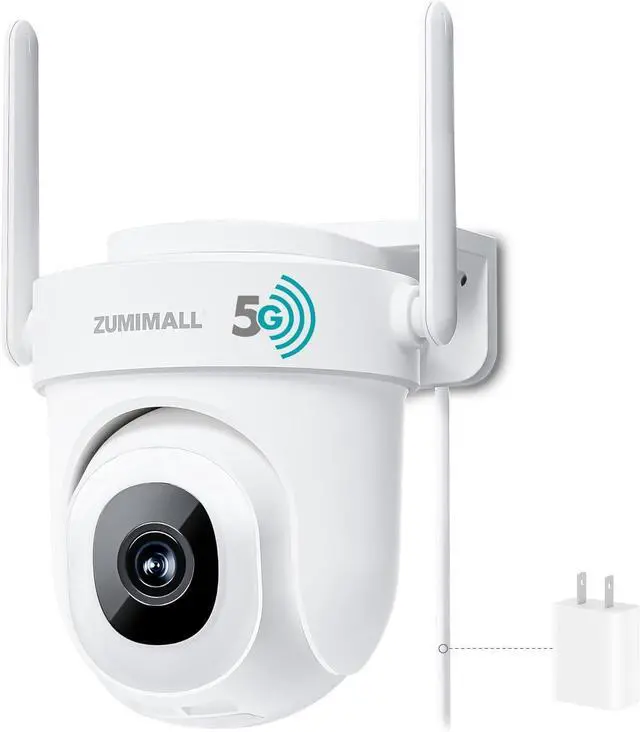 Main image of ZUMIMALL 5MP Security Camera Outdoor - 2.4G/5G WiFi, Wired Power 24/7 Recording | AI Motion & Noise Detection, 360° Auto Tracking, Color Night Vision | IP66 Weatherproof, Alexa Compatible