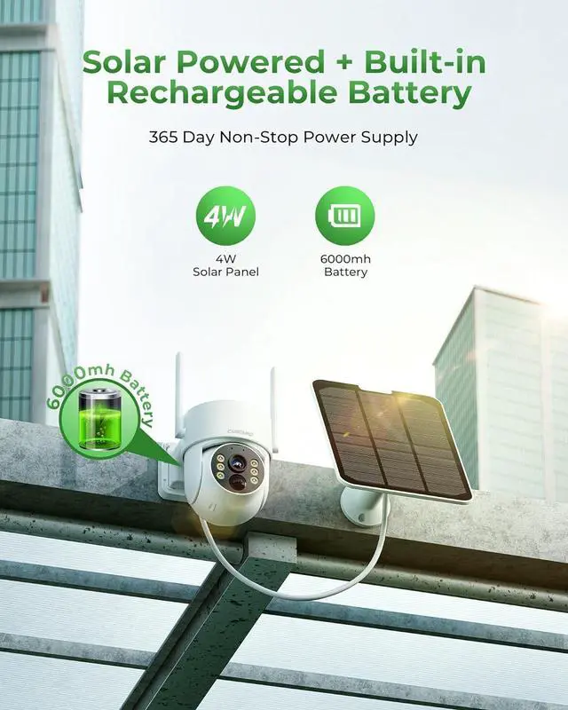 Alt view image 2 of 7 - Gadpiparty CAMCAMP Wireless Solar Home Security System with 10" 10CH NVR Monitor &500GB HDD, 0 Monthly Fee, 5pcs 2K PTZ Solar Security Camera Outdoor, HDMI Output Color Night Vision Motion Alert 2-Wa