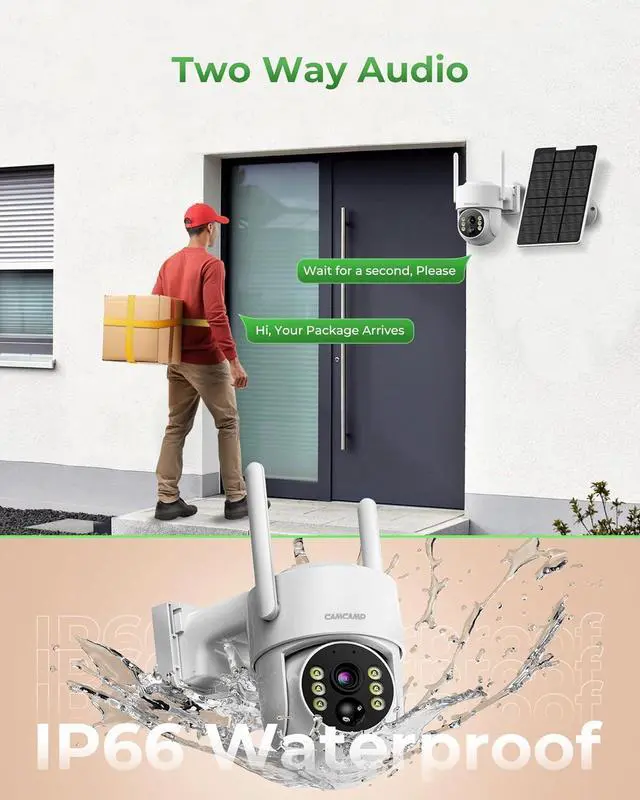 Alt view image 7 of 7 - Gadpiparty CAMCAMP Wireless Solar Home Security System with 10" 10CH NVR Monitor &500GB HDD, 0 Monthly Fee, 5pcs 2K PTZ Solar Security Camera Outdoor, HDMI Output Color Night Vision Motion Alert 2-Wa