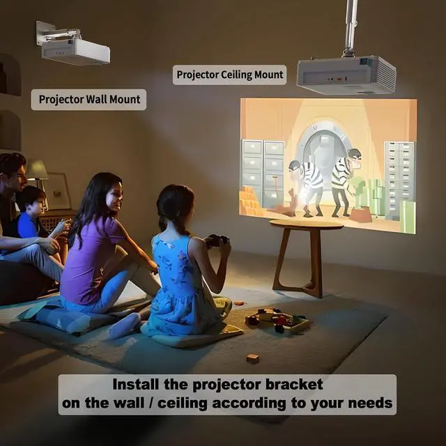 Alt view image 2 of 6 - Projector Mount Wall with Multi-Hole Design, Adjustable Universal Ceiling Mount for Home Theater, Office, Classroom, Load 33 lbs - Silver