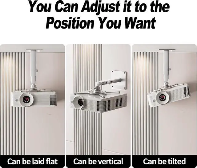 Alt view image 5 of 6 - Projector Mount Wall with Multi-Hole Design, Adjustable Universal Ceiling Mount for Home Theater, Office, Classroom, Load 33 lbs - Silver