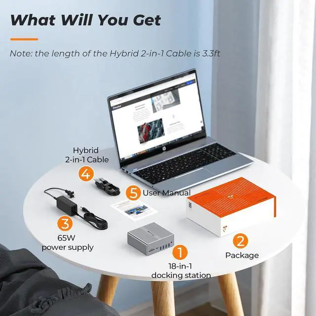 Alt view image 7 of 7 - DisplayLink Docking Station Dual Monitor 4K@60HZ for MacBook, Windows, TobenONE Universal Mac mini M4 Dock with 2 HDMI & 2 DP, 65W Power Delivery, 7 USB, USB-C 3.1, Ethernet, SD/TF