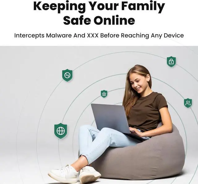 Alt view image 4 of 6 - Kibosh 3.0 Full Suite Internet Security & Parental Control WiFi 6 Router*, High-Speed Secure Router with VPN*, Family Safe Mobile for iOS/Android*, Dual-Layer Malware Protection, 2.5G WAN/LAN Ports