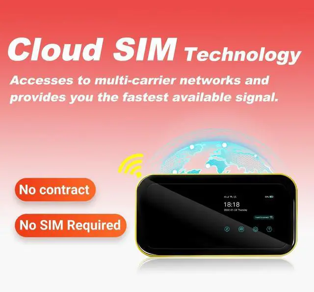 Alt view image 2 of 7 - FREEBOT 4G LTE Mobile Hotspot Router with Prepaid 5GB Global Data 365 Days, Portable WiFi for Travel in 150+ Countries, Local and International Router, Multi-Carrier No Contract SIM Card Needed