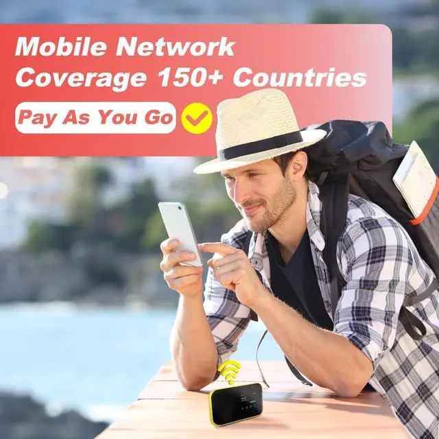 Alt view image 3 of 7 - FREEBOT 4G LTE Mobile Hotspot Router with Prepaid 5GB Global Data 365 Days, Portable WiFi for Travel in 150+ Countries, Local and International Router, Multi-Carrier No Contract SIM Card Needed