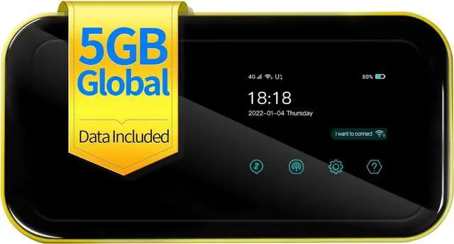Main image of FREEBOT 4G LTE Mobile Hotspot Router with Prepaid 5GB Global Data 365 Days, Portable WiFi for Travel in 150+ Countries, Local and International Router, Multi-Carrier No Contract SIM Card Needed