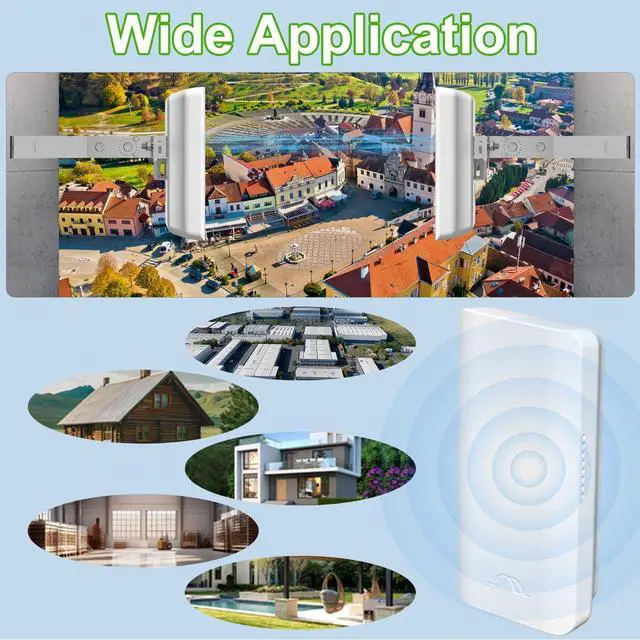 Alt view image 4 of 7 - Point-to-Point Wireless Internet Long Range Transmission for Starlink, Compatible with Starlink Ethernet Adapter for Wi-Fi Extender, Outdoor 5.8G 1.5 Kilometers, 12DBi High-Gain Antenna, 2-Pack