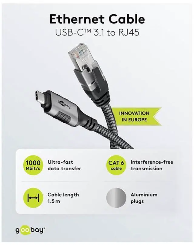Alt view image 6 of 6 - 70755 USB-C to RJ45 Ethernet CAT 6 Cable for Stable Wired Internet Connection with Router/Modem/Network Switch/Replaces USB to RJ45 Adapter / 1 Gbps / 15 Meters