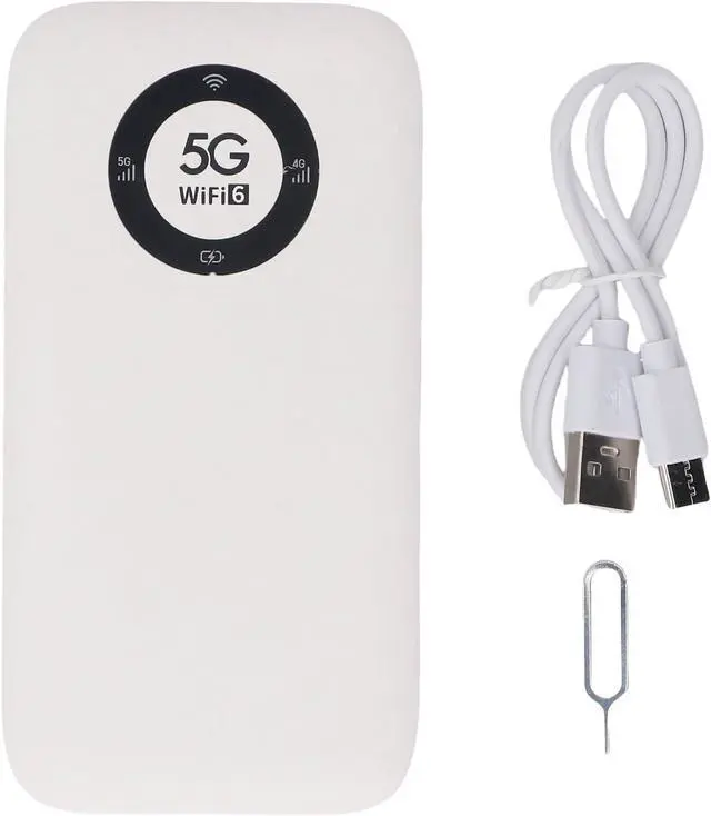 Alt view image 7 of 7 - VBESTLIFE 5G Mobile Hotspot, Portable WiFi 6 Router with SIM Card Slot, 7100mAh Battery, Wireless WiFi Support 16 Devices, for Travel (White)